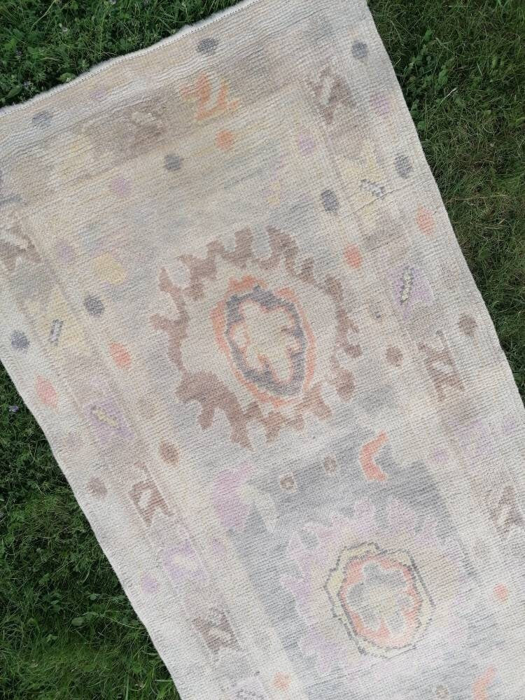 3x13 feet long oushak runner rug,turkish new production vintage oversize runner rug, hallway runner, kitchen runner, handmade wool runners