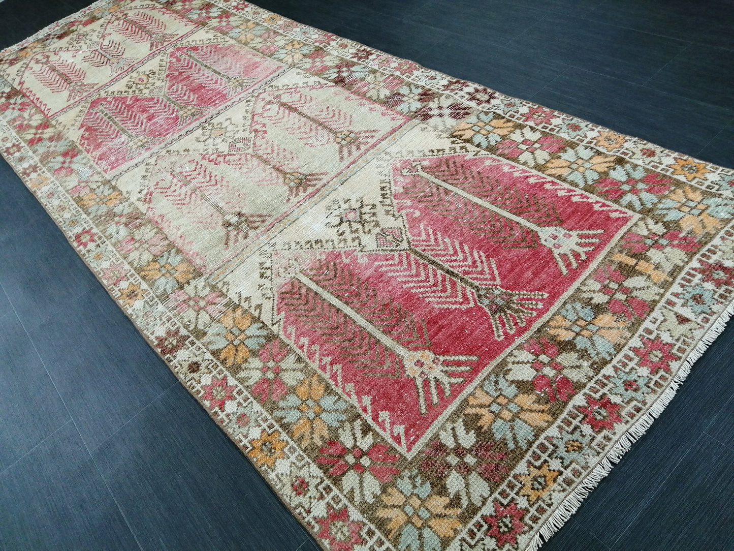 Oushak Runner Rug 4x11 Distressed Turkish Runner Rug Vintage Runner Rug Hallway Runner Rug Kitchen Runner Rug Wool Runner Rug Nomad Rug