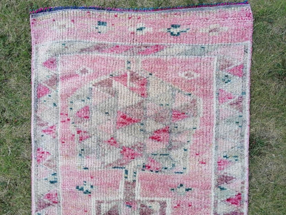 Vintage turkish runner 2'10x11 oushak high pile runner, hallway runner, vintage runner rug, hand made wool rug, kitchen rug, oushak rug