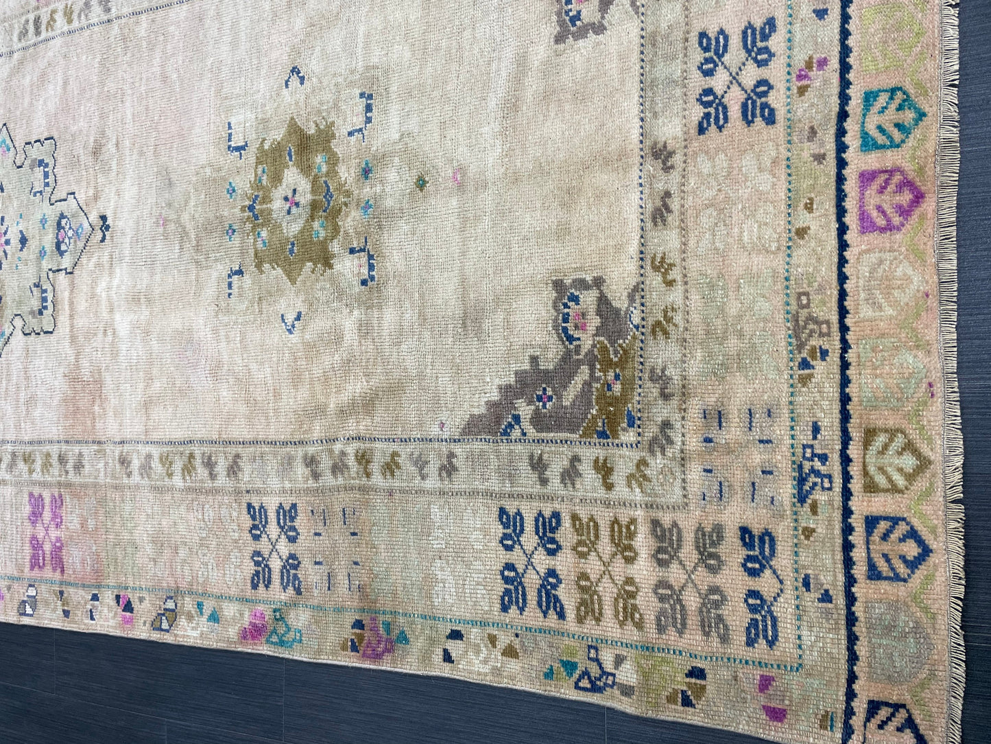 Muted  Handmade Runner 4.4 x 10 Runner Turkish Runner Rug Faded Vintage Runner Rug Hallway Runner Rug Neutral Kitchen Runner Rug Wool Runner