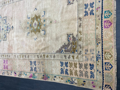 Muted  Handmade Runner 4.4 x 10 Runner Turkish Runner Rug Faded Vintage Runner Rug Hallway Runner Rug Neutral Kitchen Runner Rug Wool Runner