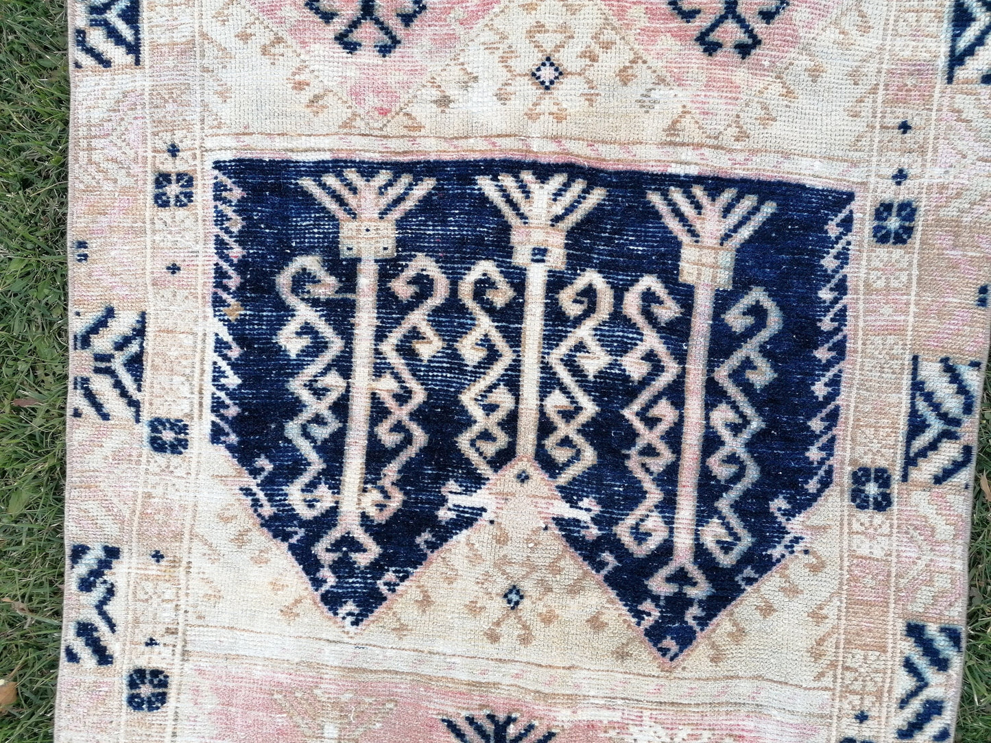 Oushak vintage rug vintage hand made rug 3'2x8'2 living room rug, area rug