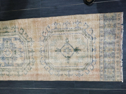 10.9 x 2.4 Faded Oushak Runner Rug Turkish Runner Rug Vintage Runner Rug Hallway Runner Rug Kitchen Runner Wool Runner Rug Wool Oushak Rug