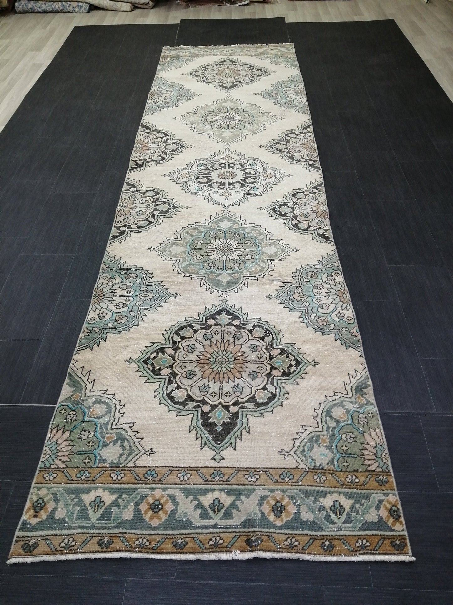 12.8X3.5 Oushak Runner Rug Turkish Runner Rug Vintage Runner Rug Hallway Runner Rug Kitchen Runner Rug Wool Runner Rug Wool Oushak Rug