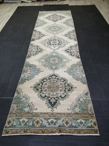 12.8X3.5 Oushak Runner Rug Turkish Runner Rug Vintage Runner Rug Hallway Runner Rug Kitchen Runner Rug Wool Runner Rug Wool Oushak Rug
