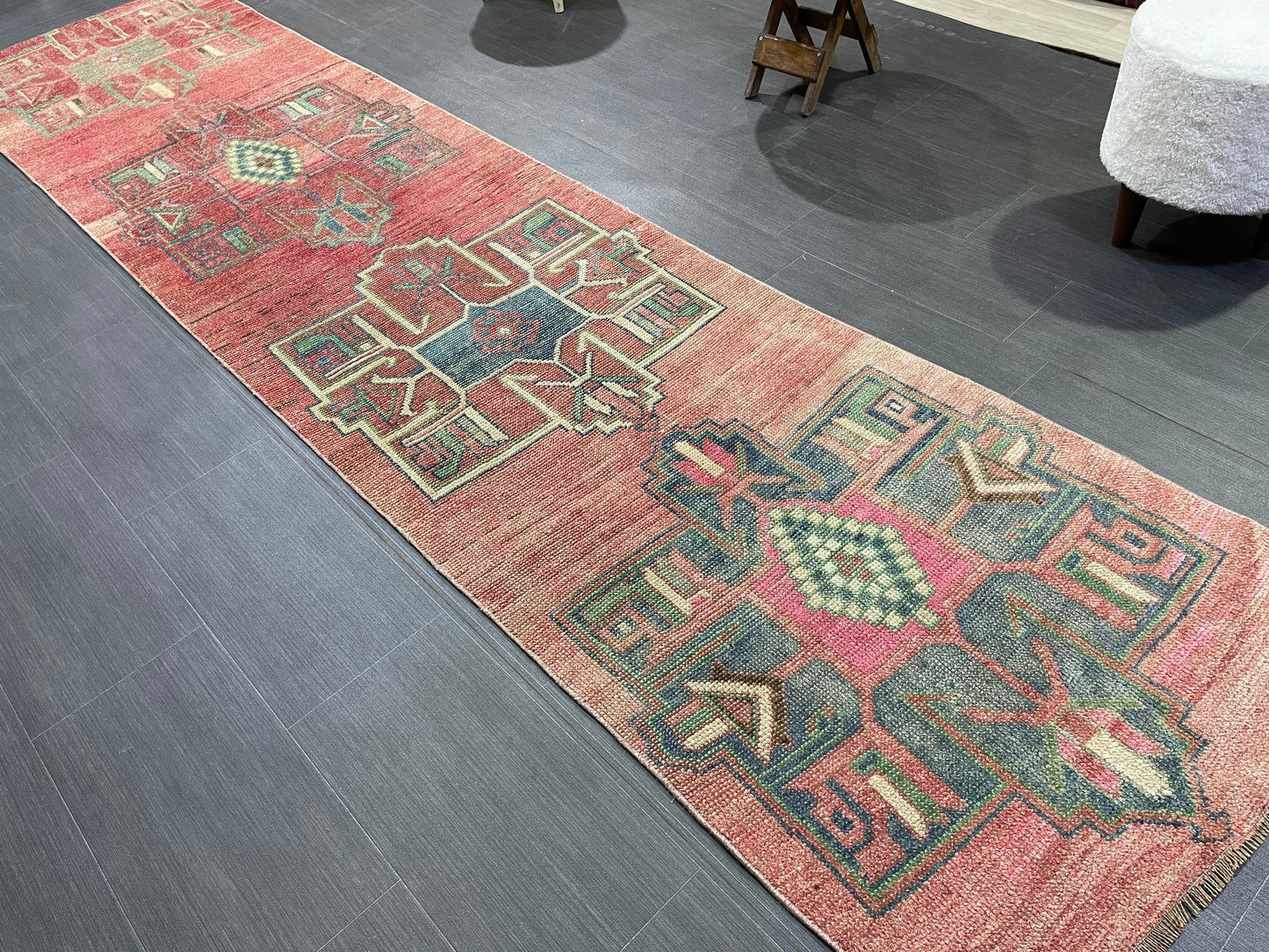 Handmade Runner Rug, 2.8 x 11.2 Turkish Runner Rug, Vintage Runner Rug, Hallway Runner Rug,Hand Knotted Runner Rug Wool Oushak Runner