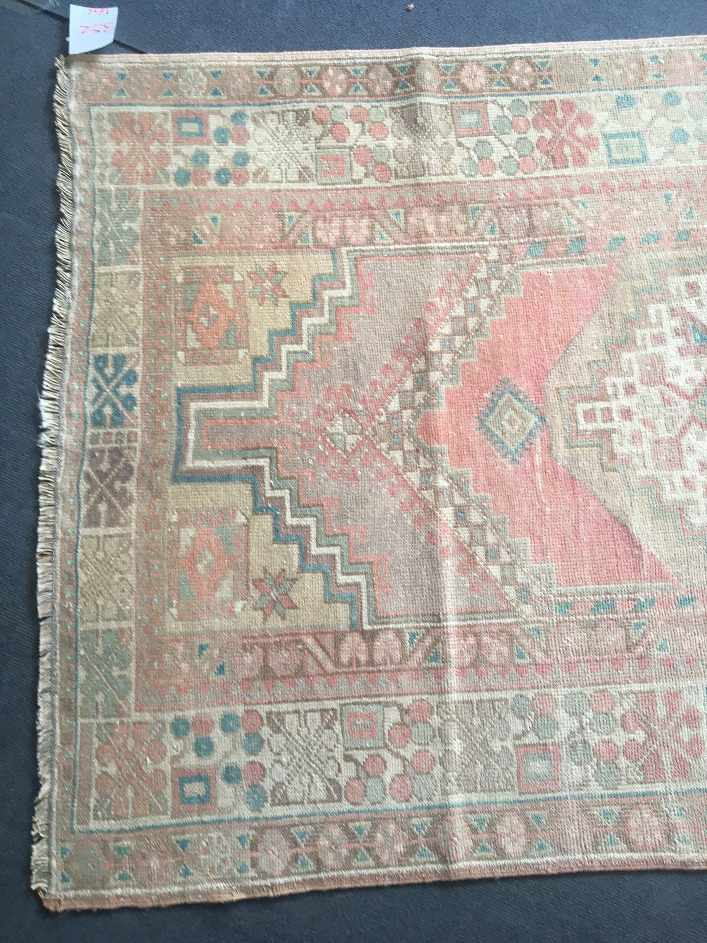 3.5x6 feet destroyed turkish handmade rug, large vintage beige kitchen rug, wool oushak large living room carpet, bedroom area anatolian rug