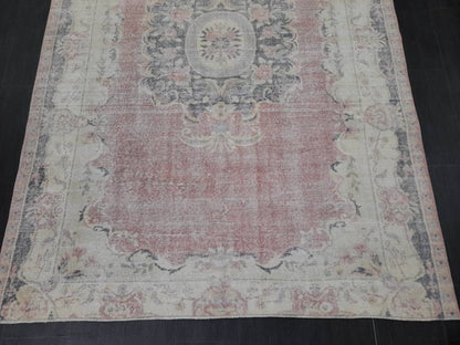 Distressed Vintage Rug TURKISH HAND MADE Rug 6 x 8.8 Vintage Turkish Rug Oushak Rug Turkish Oriental Rug Persian Vintage Oushak Rug Wool Rug