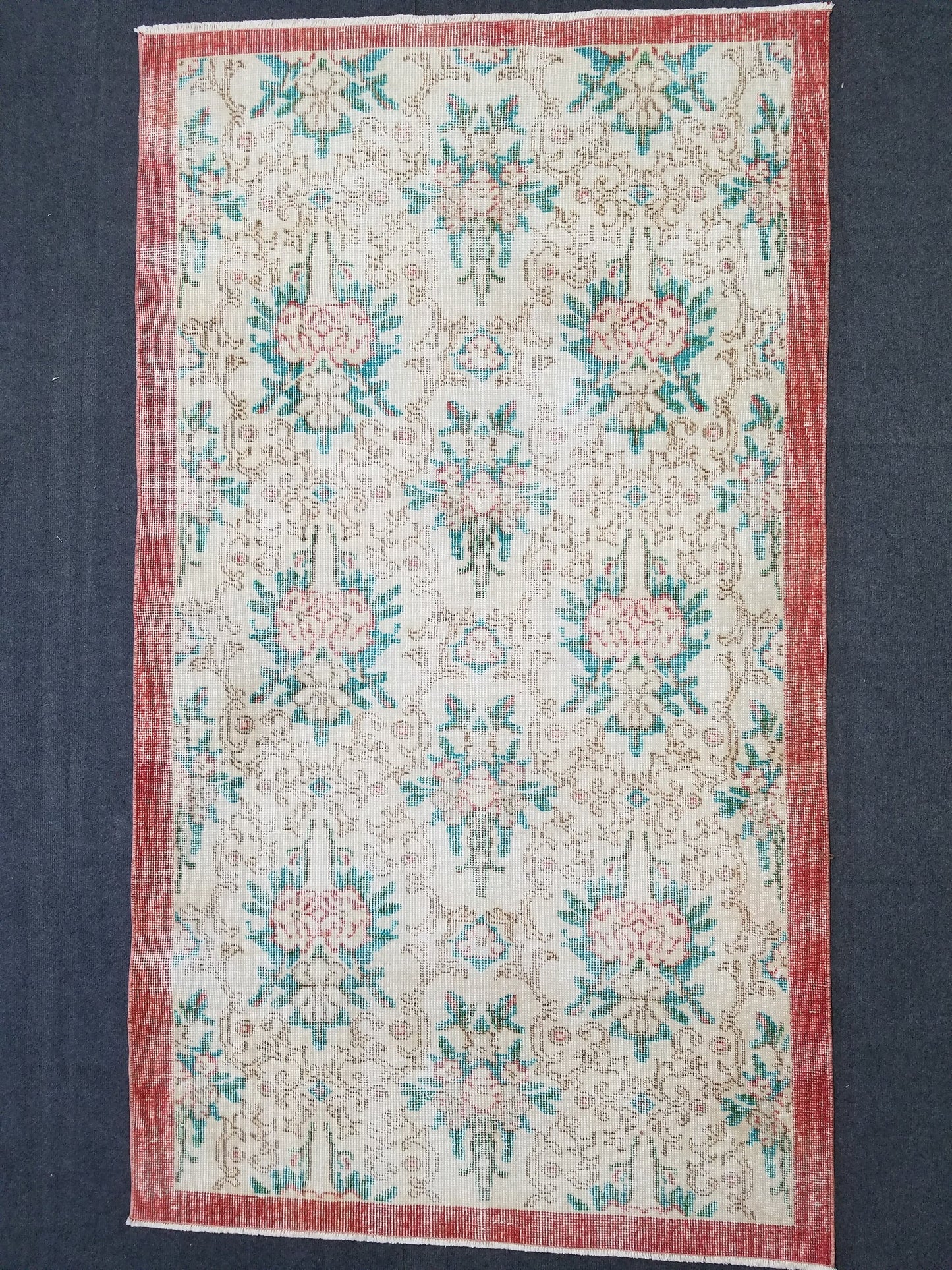 3.8 x 6.4 Oushak turkish rug, vintage rug, Distressed kitchen rug - vintage anatolian handmade rug