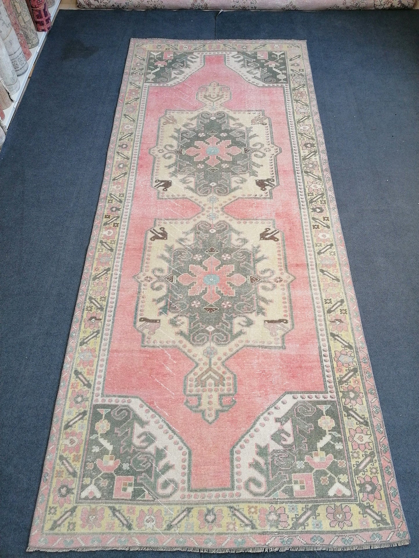 4.8 x 1.3 runner rug, turkish runner rug, vintage runner, kitchen runner, hallway runner rug ,oushak runner