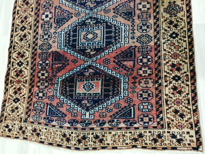 4.8 x 10 Runner RUG Navy Blue Vintage Persian Rug TURKISH Oushak Rug Vintage Runner Rug Vintage Runner Rug Wool Oushak Rug Hand Made Runner