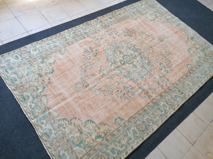 5'10x9'2  vintage turkish rug, large oushak rug, living room rug, vintage hand made rug, bohemian rug, kitchen rug