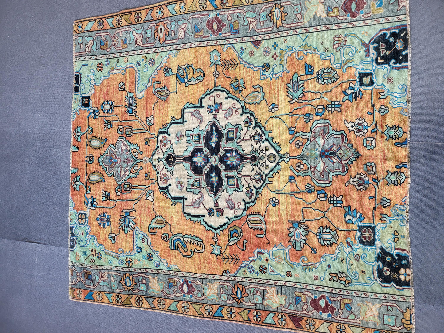 Handmade Rug, Hand Knotted 5.2 x 5.5 Rug, Oushak Rug, Rustic Rug, Vanity Rug, Turkish Rug, Farmhouse Rug, Vintage Rug, Wool rug