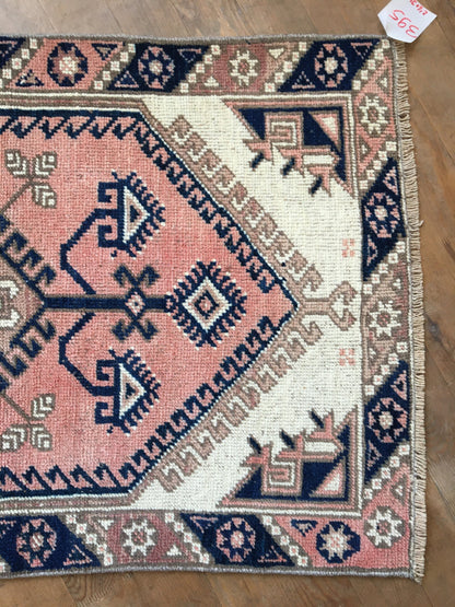 2x4 feet muted vintage middle rug, handmade etnique kitchen area rug, turkish  mini runner rug,oushak blue bedroom rug, kids wool small rugs