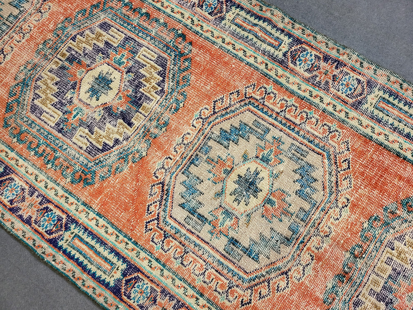 Distressed Runner Rug Vintage 4.2 x 10.9 Turkish Runner Rug Vintage Runner Rug Handmade Runner Rug Kitchen Runner Rug Persian Runner Rug