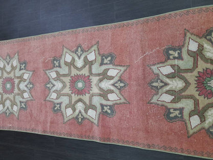 Vintage Wool Runner Rug Muted 2.9 x 10.7 Hand Made Runner Rug Turkish Runner Rug Vintage Runner Rug Hallway Runner Rug Wool Kitchen Runner