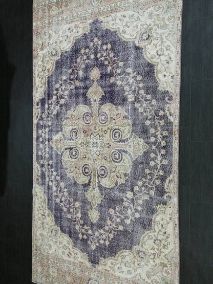 Purple Vintage Runner Rug 10.6.x 5.4  Hallway Runner Rug Kitchen Runner Rug Hand Made Wool Runner Rug Wool Oushak Runner Rug