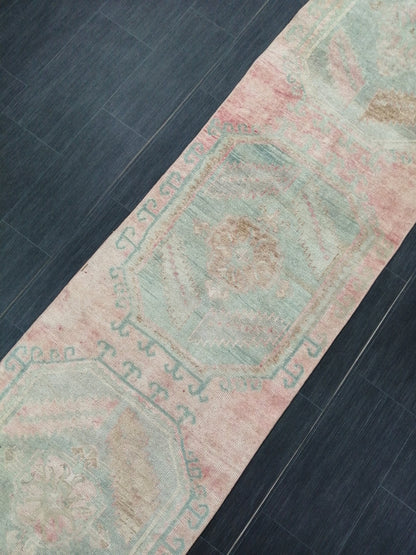 Vintage Runner Rug, 10.9 x 2.4 Turkish Runner, Oushak runner, Rustic Rug, Vintage Turkish Rug, Turkish Rug Runner, Farmhouse Rug,Vintage Rug