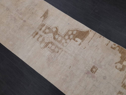 Muted Vintage Runner Rug 2.9 x 11.8 Muted Abstract Turkish Runner Rug XL Vintage Oriental Muted Runner Rug Hallway Runner Soft Wool Runner