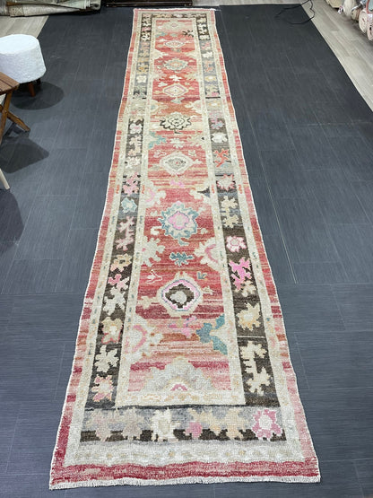 Turkish Oushak Runner 3 x 15.3 Turkish Runner Rug XL Vintage Runner Rug Long Hallway Runner Rug Kitchen Runner Stairs Runner