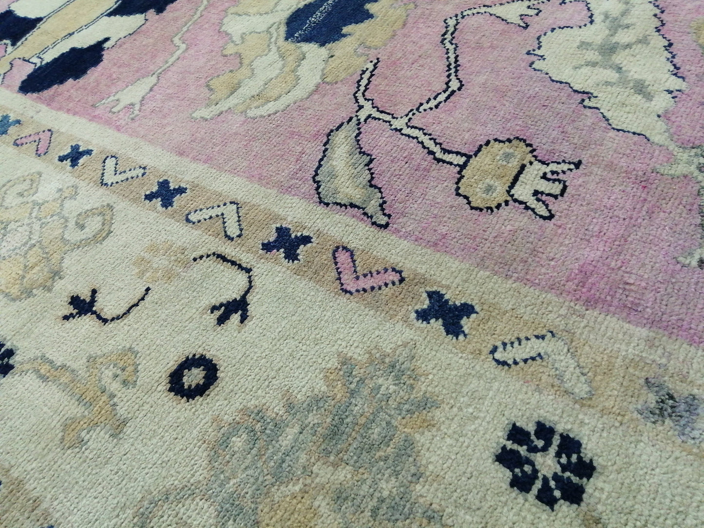 9x11.8 OUSHAK RUG, TURKISH Oushak Rug, Vintage Oushak  Rug, Rug, Wool Vintage Rug Hand Made Rugs, Made In Turkey Oushak Rug, 9x12 high Pile