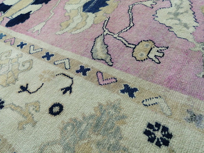 9x11.8 OUSHAK RUG, TURKISH Oushak Rug, Vintage Oushak  Rug, Rug, Wool Vintage Rug Hand Made Rugs, Made In Turkey Oushak Rug, 9x12 high Pile