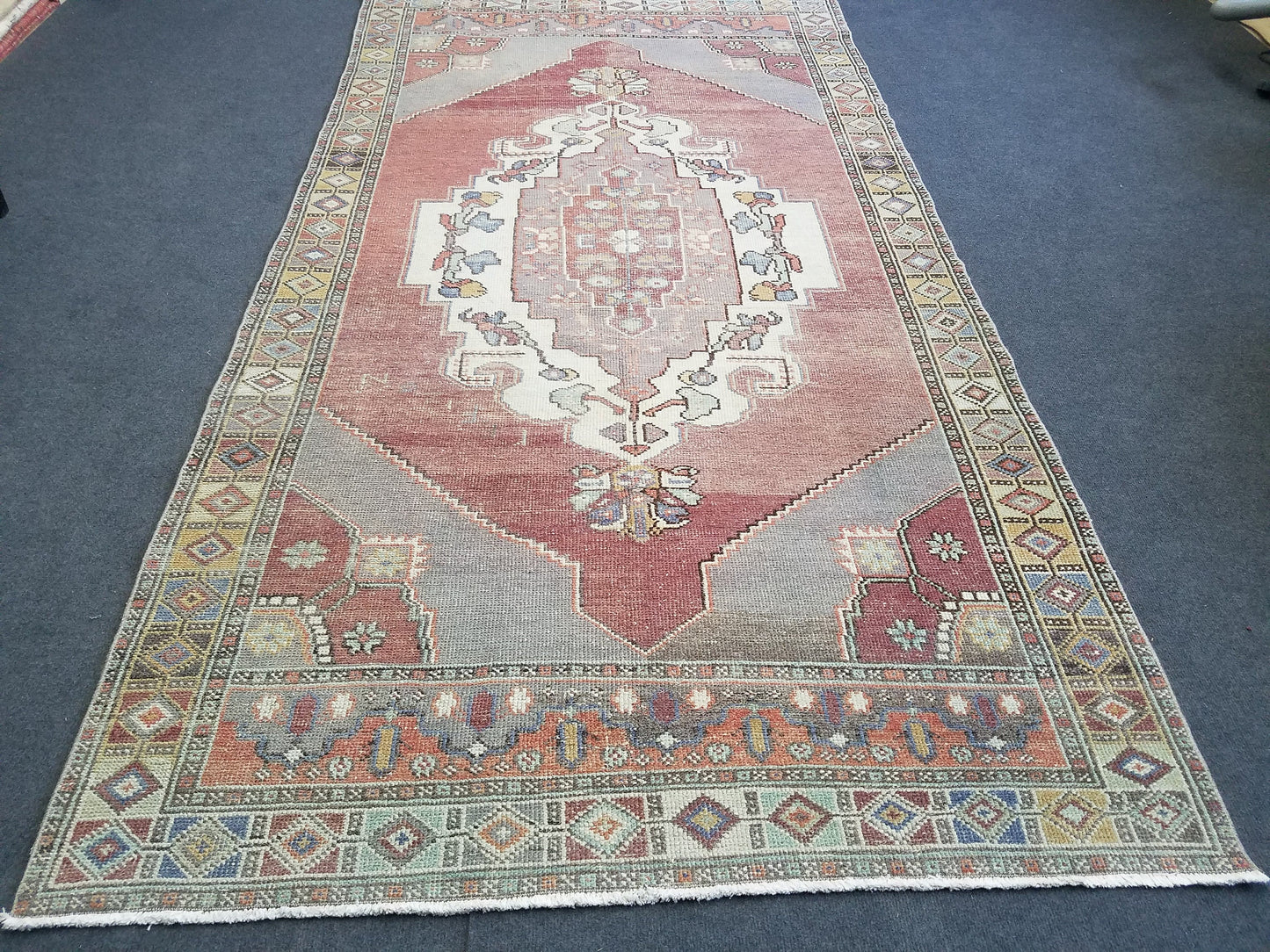 4.5 x 8.6 Turkish oushak rug, vintage rug, wool kitchen rug, Hand Knotted rug,