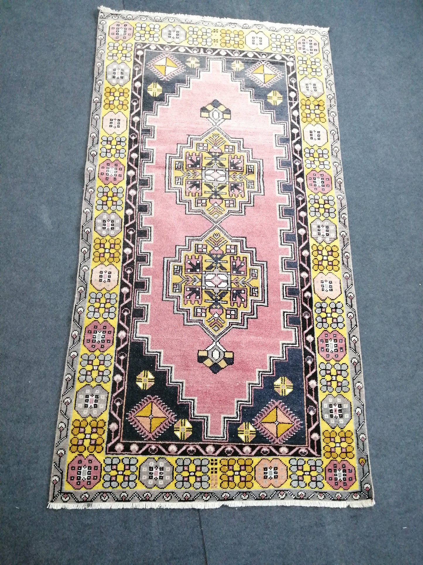 Rugs, Hand Made Rug, 7.3 x 3.8 Oushak Rug, Pink Rug, Bohemian Rug, Turkish Rug, Farmhouse Rug, Vintage Rug, Wool rug