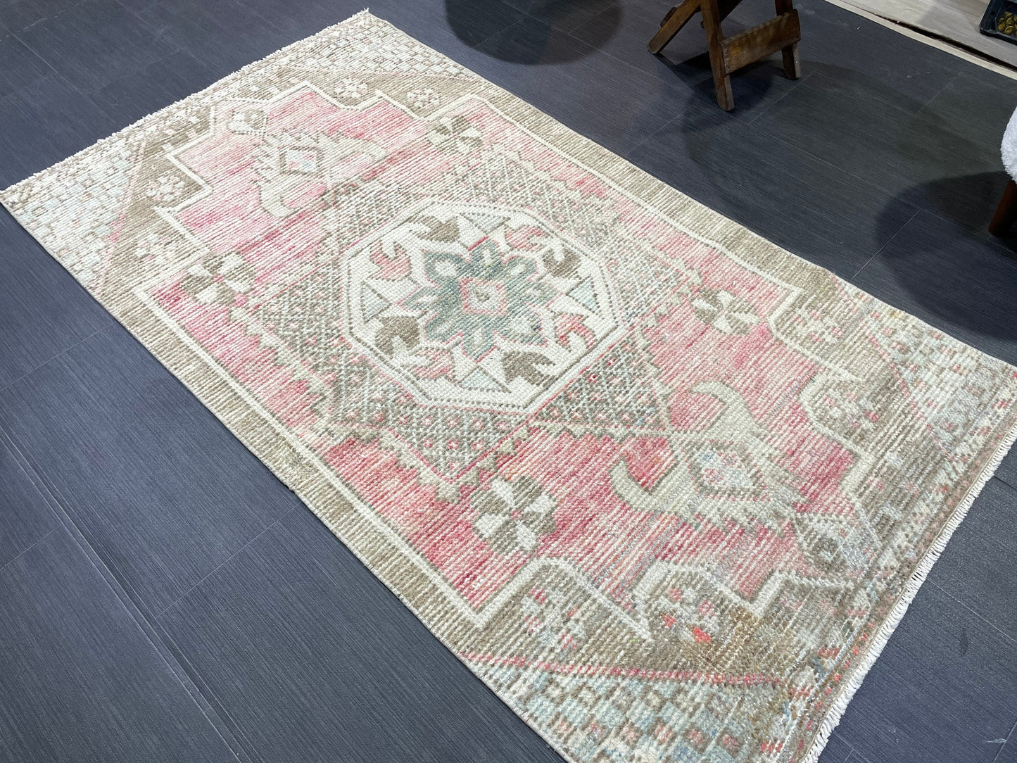 Handmade 3x5.6 Rug, Eclectic Rug, ShabbyChic Rug,Rustic Rug,Bohemian Rug, OUSHAK Rug, Turkish Rug, Farmhouse Rug,Vintage Rug, Minimalist Rug