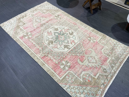 Handmade 3x5.6 Rug, Eclectic Rug, ShabbyChic Rug,Rustic Rug,Bohemian Rug, OUSHAK Rug, Turkish Rug, Farmhouse Rug,Vintage Rug, Minimalist Rug