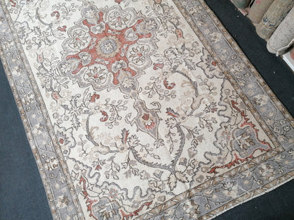 Faded oushak rug 10'3x6'3 large turkish rug, vintage rug, wool vintage oushak rug hand made rug