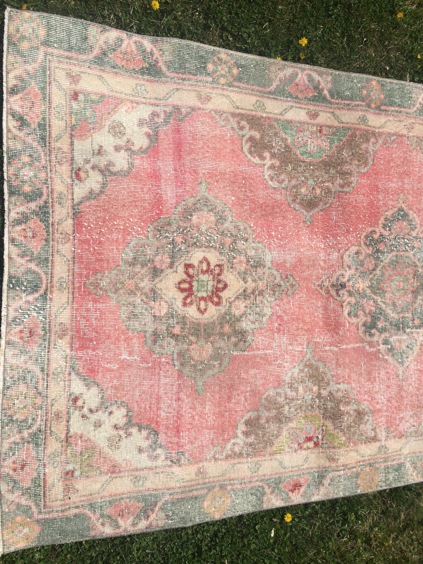 4x12 Vintage Runner rugs, Muted Runner RUG, TURKISH Runner, Pink Runner Rug, Pastel Oushak Rug ,Wool Runner Rugs, Oriental Runner  Rug