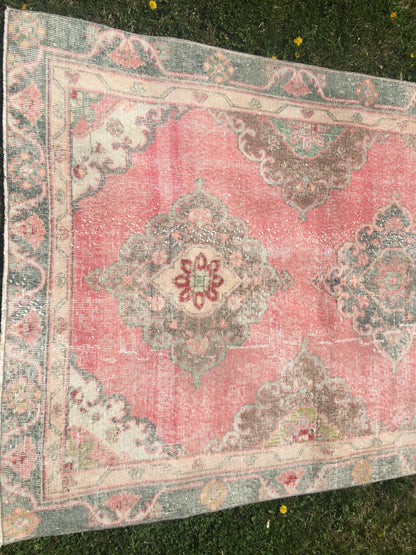4x12 Vintage Runner rugs, Muted Runner RUG, TURKISH Runner, Pink Runner Rug, Pastel Oushak Rug ,Wool Runner Rugs, Oriental Runner  Rug