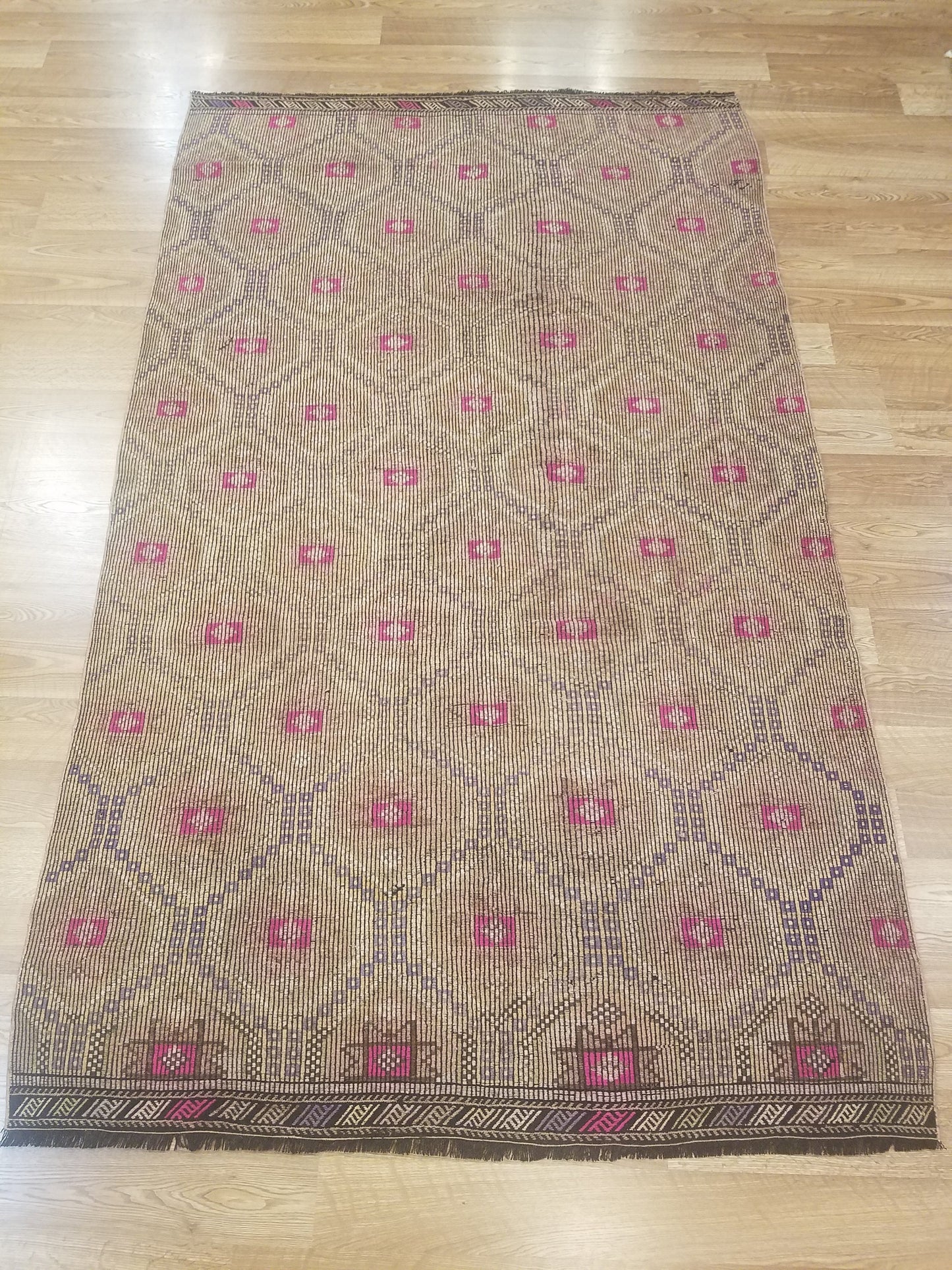 6x10 flatwoven with embroidery rug, handmade kilim rug, vintage turkish rugs oushak rug vintage oushak rug, wool rug