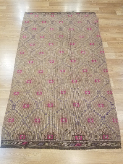 6x10 flatwoven with embroidery rug, handmade kilim rug, vintage turkish rugs oushak rug vintage oushak rug, wool rug