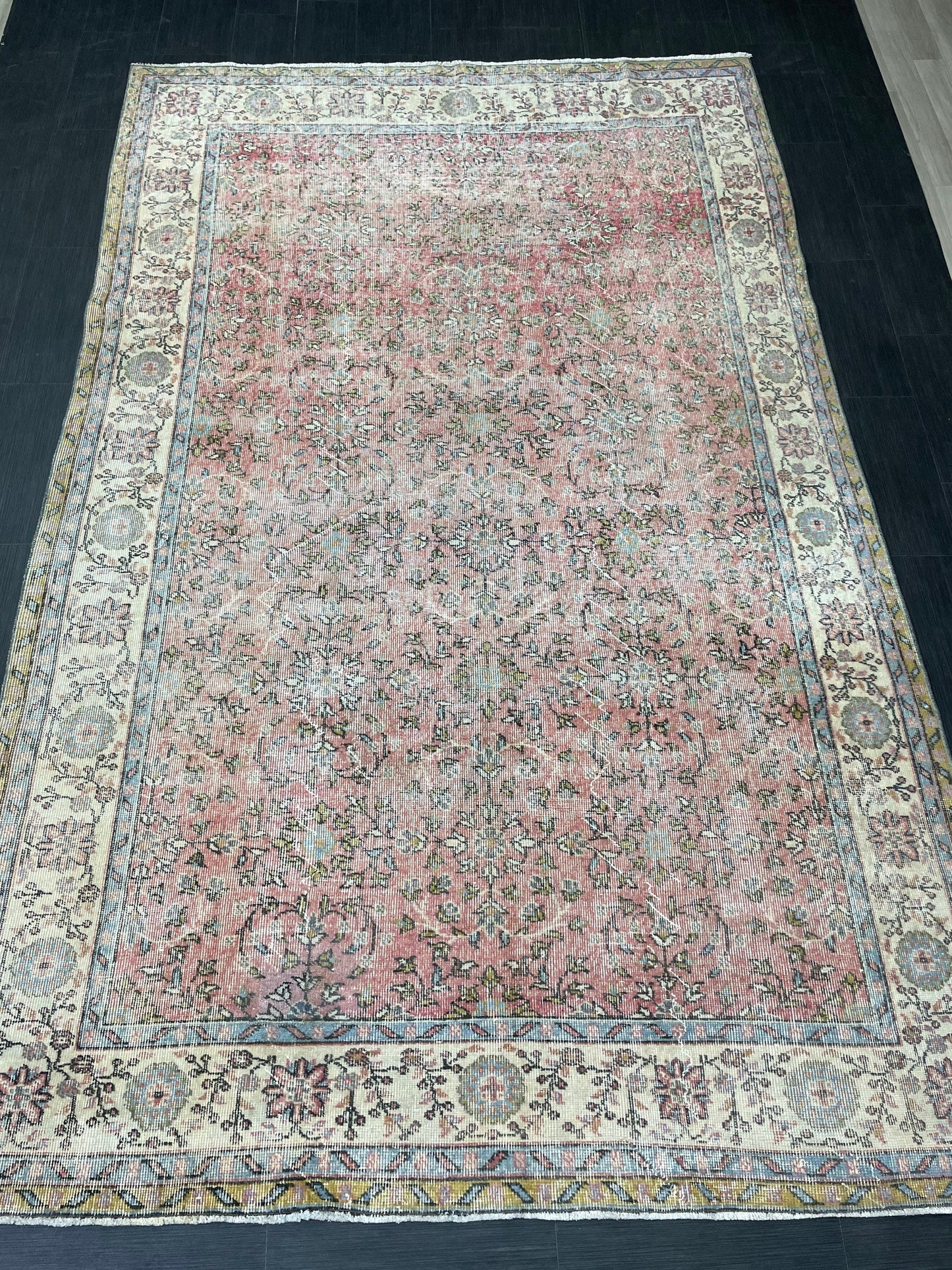 Oriental Vintage 6.6 x 10.6 Rug Vintage Hand Knotted Rug Wool Oushak Rug Hand Made Rugs Vintage Turkish Rug Persian Rug Distressed Rug