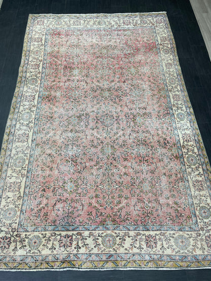 Oriental Vintage 6.6 x 10.6 Rug Vintage Hand Knotted Rug Wool Oushak Rug Hand Made Rugs Vintage Turkish Rug Persian Rug Distressed Rug