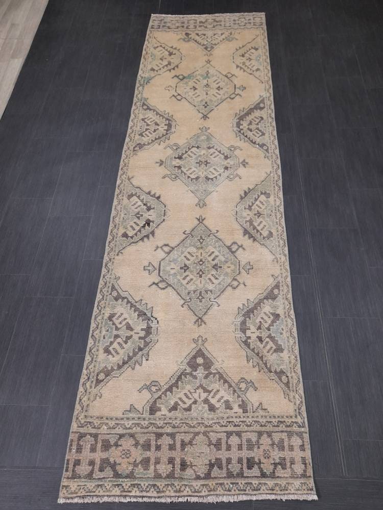 Vintage Runner 3 x 10.8 Rug Muted TURKISH Muted Runner Rug Vintage Oushak Runner Rug Vintage Runner Rug Wool Oriental Runner Handmade Runner