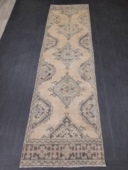 Vintage Runner 3 x 10.8 Rug Muted TURKISH Muted Runner Rug Vintage Oushak Runner Rug Vintage Runner Rug Wool Oriental Runner Handmade Runner