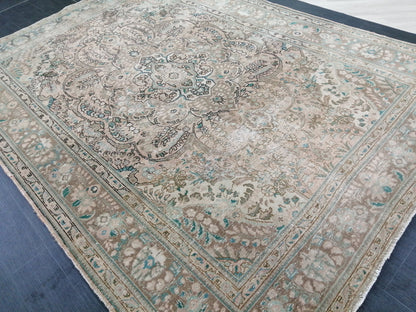 Vintage Handmade Persian Rug 6.5 x 9.6 Vintage Oriental Rugs  MUTED Vintage Persian Rug Living room Rug, Vintage Oushak Rug, Wool Rug