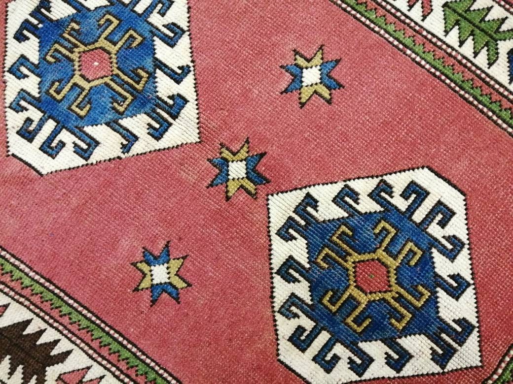 3.4 x 4.4 Vintage Rug Hand Made Rug, Oushak Rug, Soft wool Rug, Rug Fun Rug Turkish Rug, Farmhouse Rug, Vintage Wool Carpet Oriental Rug