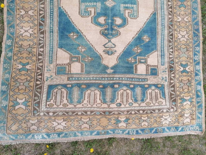 Vintage rug, turkish vintage oushak rug 4'7x9 hand made wool rug, boho floor rug