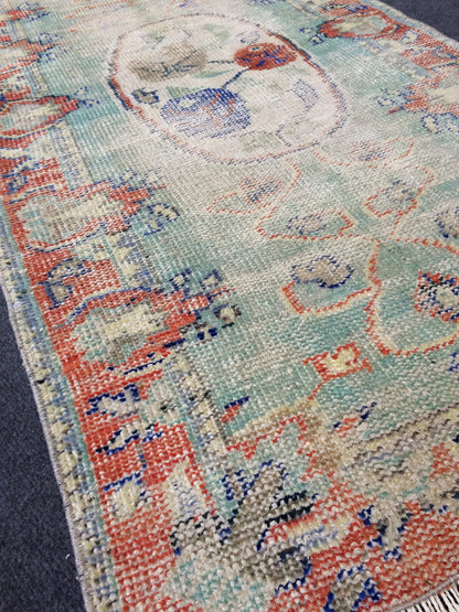 2.4 x 4.9 VINTAGE RUG TURKISH Rug Distressed Rug Oushak Rug Handmade Rug Hand Knotted Rug