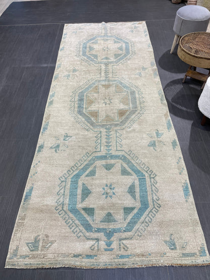 Antique Runner Rug, Vintage 3.7 x 10 Runner Rug, Persian Runner, Handmade Runner Rug, Turkish Runner Rug, Kitchen Runner, Hallway Runner
