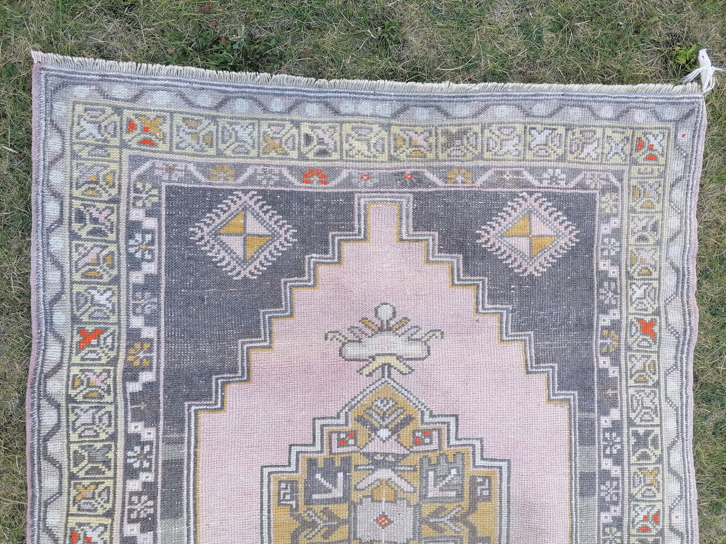 4x6.5 feet oushak turkish bathroom rug, vintage handmade wool rug, kitchen area medium size rug, living room rug, laundry rug,faded blue rug