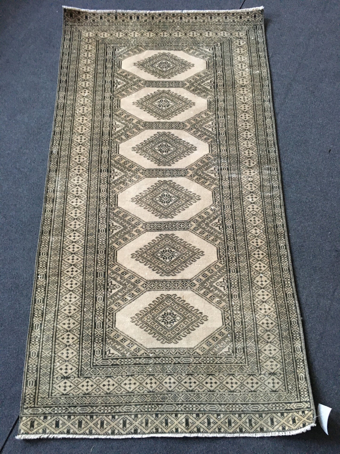 2x4 ft green handmade small rug, vintage turkish rug, oushak rug, living room wool small rug