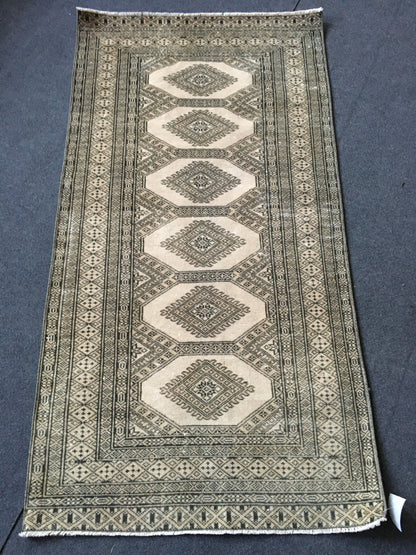 2x4 ft green handmade small rug, vintage turkish rug, oushak rug, living room wool small rug