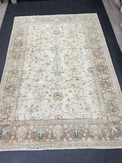 Distressed RUG Vintage Rug 7.5 x 10.8 Vintage Persian Rug Muted Wool Oriental Rug Blue Hand Made Rugs Blue Distressed Turkish Antique Rug