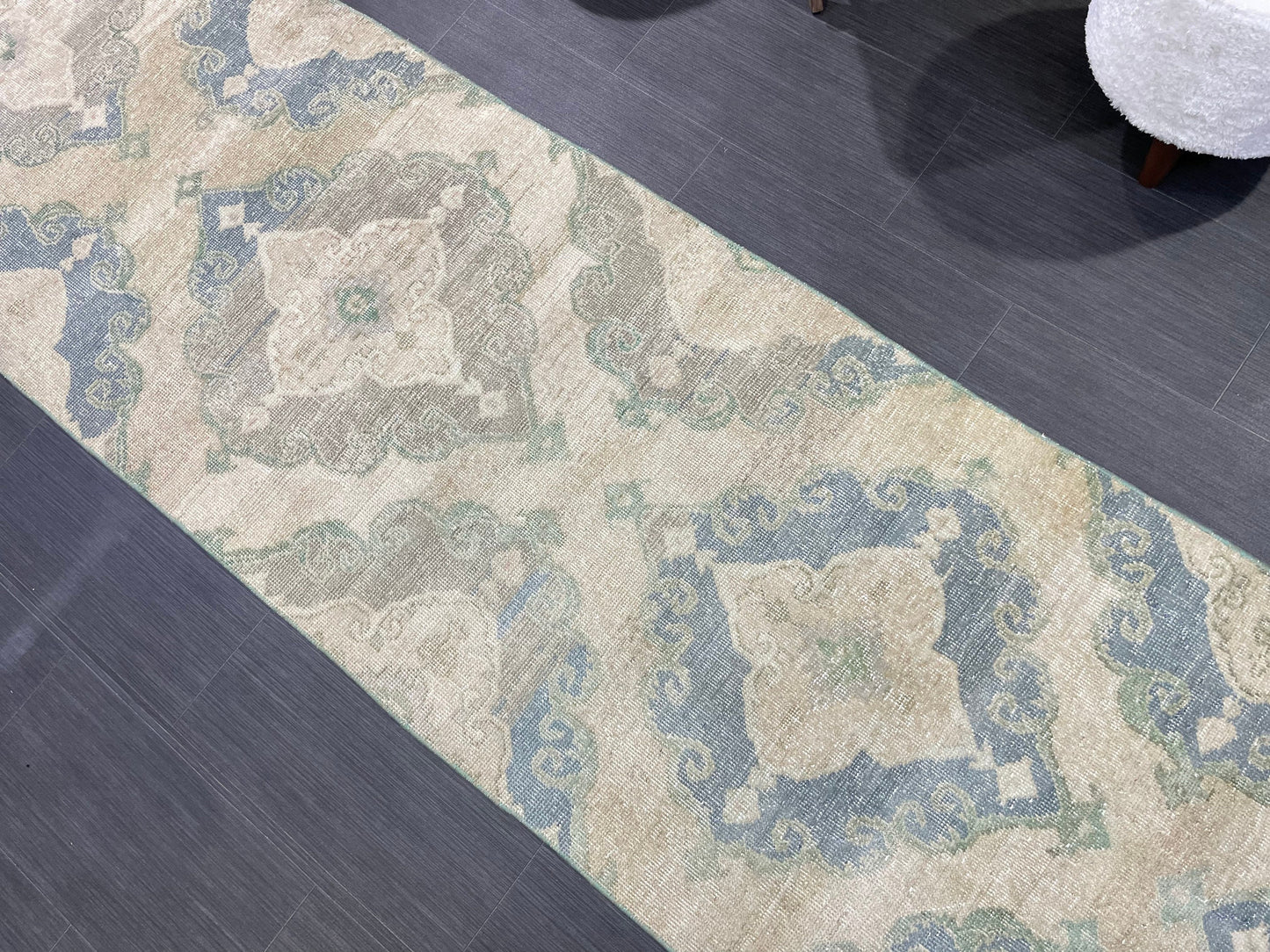 Muted Vintage Runner 2.6 x 12.6 Rug, Persian Runner Rug, Wool Oushak Runner Rug, Turkish Runner Rug, Kitchen Runner Rug, Hallway Runner rug