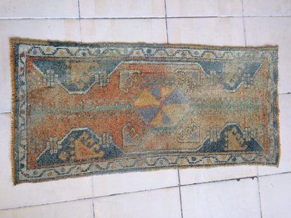 Mini Rug Small Area Rug Turkish Rug Oushak Rug Hand Made Rug Vintage Rug